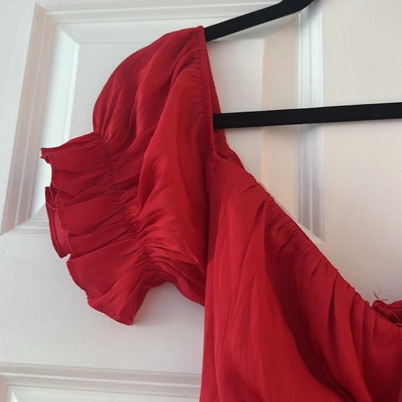 Petal and Pup Red Satin Oralie Midi Dress - Picture 6 of 8